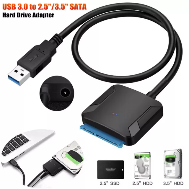SATA to USB 3.0 2.5/3.5 inch HDD SSD Hard Drive Disk Converter Cable Adapter UK