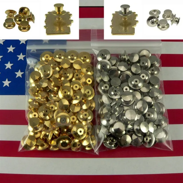 QTY 10-100 Locking Flathead Lapel Pin Back Clutch Clasp Fastener Military Sports