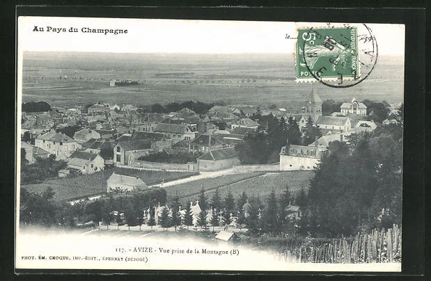 CPA Avize, Vue prise de la Montagne 1908