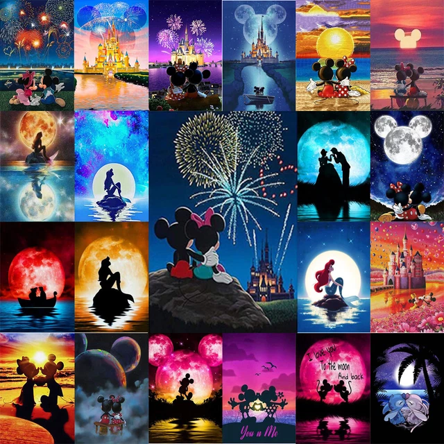 Cartoon 5D Diamond Painting Moon Mickey Minnie Hand Embroidery Cross Stitch Kits