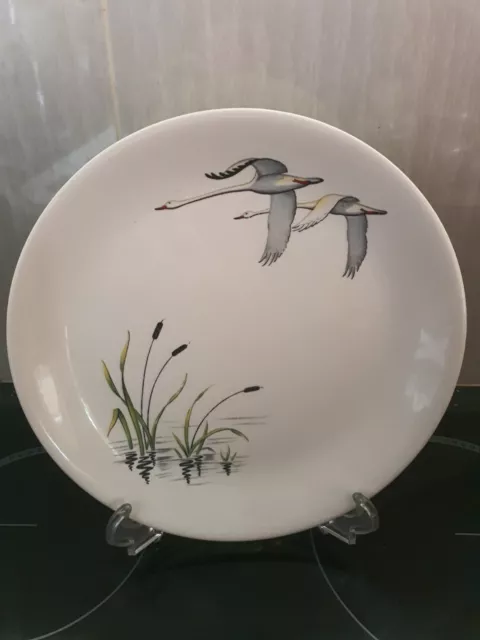 2 Vintage Dinner Plates Alfred Meakin Homing Swans England 40s-50s Flying Swans