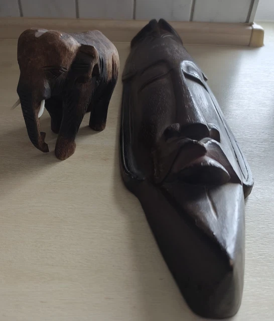 Maori Holz Wand Maske - Handgeschnitztes Afrika Deko Stück, 50 Cm