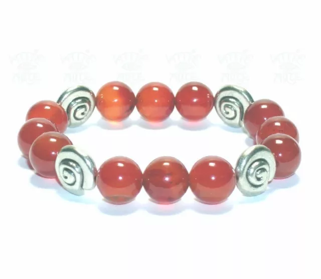 SHIVAEYE Elast. Armband KARNEOL - Achat Kugeln + Schnecke Spacer 17cm orangerot