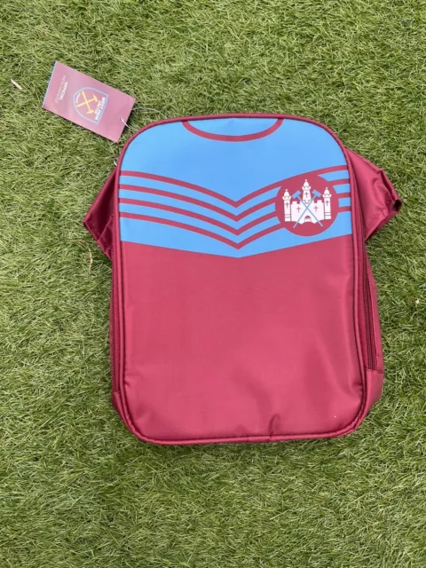 Kit maglietta retrò ufficiale West Ham United FC borsa pranzo/scatola isolata nuova con etichette