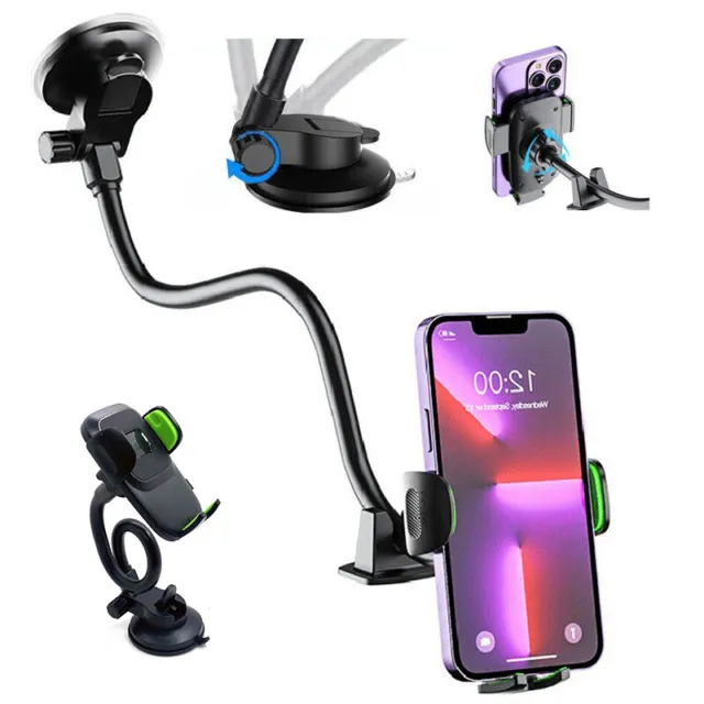 Car Windshield Universal Mount Holder Suction Cup Gooseneck 360°Cell Phone Stand