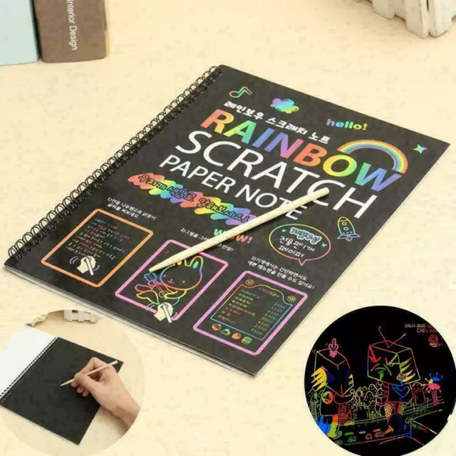 Happy Planner Happy Crafts Rainbow Scratch Paper Art Craft for Adults and Kids, DIY Scratch Paper Art Kit, 4 Designs in Rainbow, Gold and Black, 11