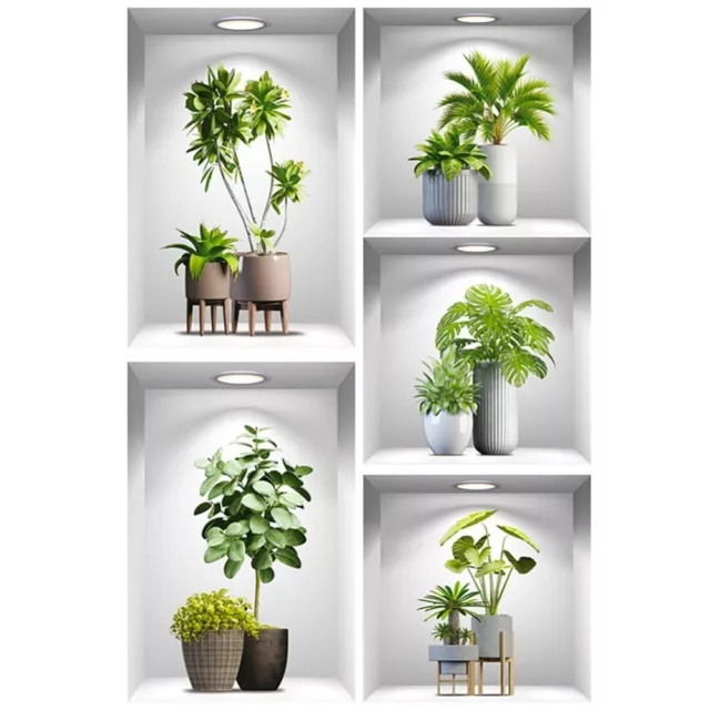 Self Adhesive Tropical Plant Potted Wall Sticker  Aisle Entrance