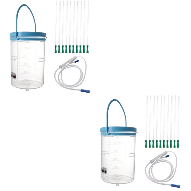 2x Kit de bulbo de enema accesorio bolsa de enema limpieza cubo y mangueras de enema