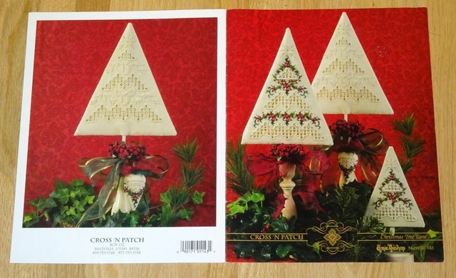 Lámparas de carril de árbol de Navidad Emie Bishop Hardanger patrón libro cruz 'N parche
