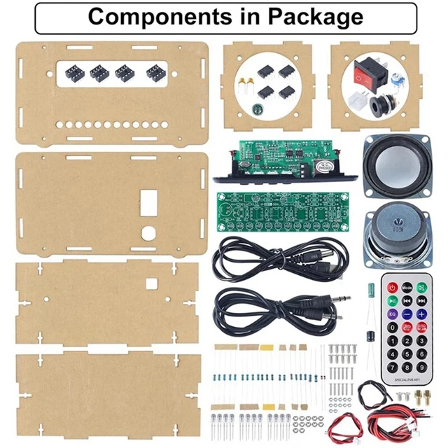 Kit DIY Haut-parleur Bluetooth à Souder - Projet électronique Pour Débutants | Enceinte Avec LEDs Musicales | Caisse Acrylique Transparente