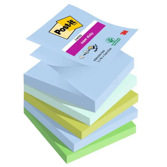 Blocco Post it® Super Sticky Z Notes - R330-5SS-OAS - 76 x 76 mm - colori Oasis