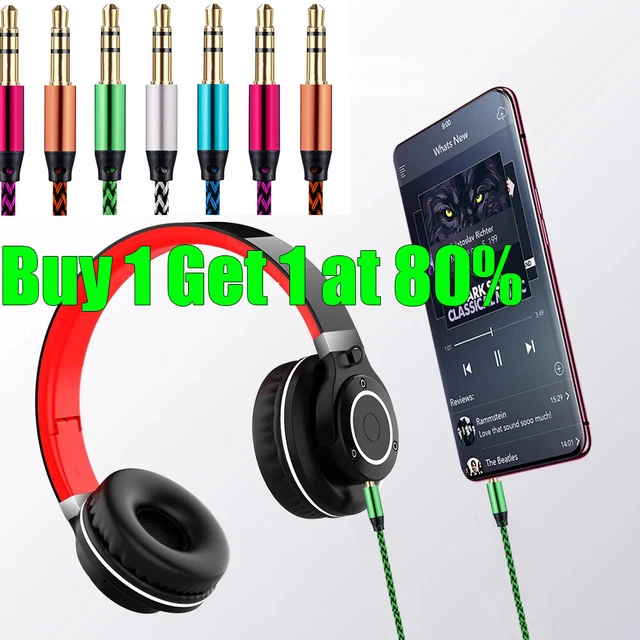 Aux Cable Audio Lead 3.5mm Jack to Jack Stereo Male for Car PC Phone 1m Cable UK