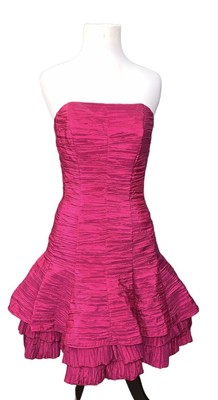 Jessica McClintock Vintage Hot Pink Ruffle Tulle 6 vintage 80's 90's Prom Dress