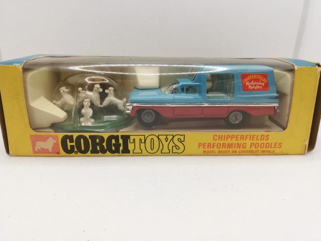 A Corgi Toys No. 511 Chipperfields performing poodles, within a window box (box creased, light scuff