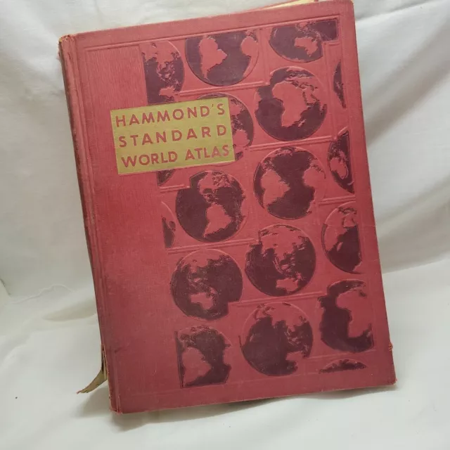 Hammonds Standard World Atlas 1959 328 pages Color Maps Gazatteer Index HB