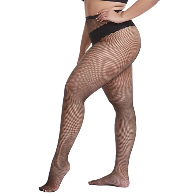 Women Plus Size Sexy Fishnet Pantyhose Sheer Mesh Crotchless Tights Stockings