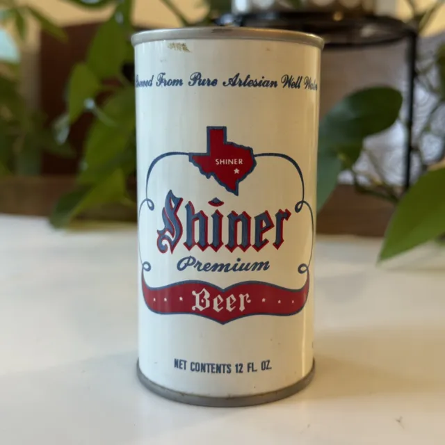 1970s Shiner Premium Empty Beer Can - Bottom Opened Straight Steel Old Pull Tab