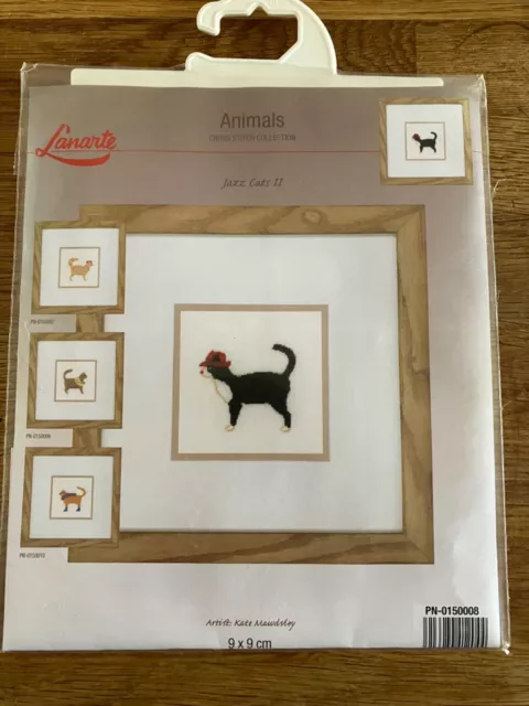 Lanarte Animals Counted Cross Stitch Kit: Jazz Cats II Linen Kate Mawdsley New