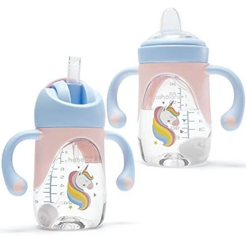 Tazas para bebés y tazas para sorber con paja y un pico bebidas biberones de agua 240 ml