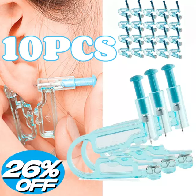 10×Disposable Ear Piercing Pierce Gun Stud Tool Earring Kit Piercer Studs