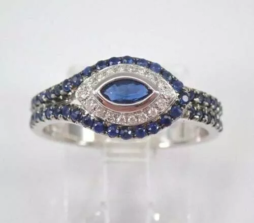 2CT CZ Sapphire Peacock Feather Halo Ring 14k White Gold Plated 925 Silver