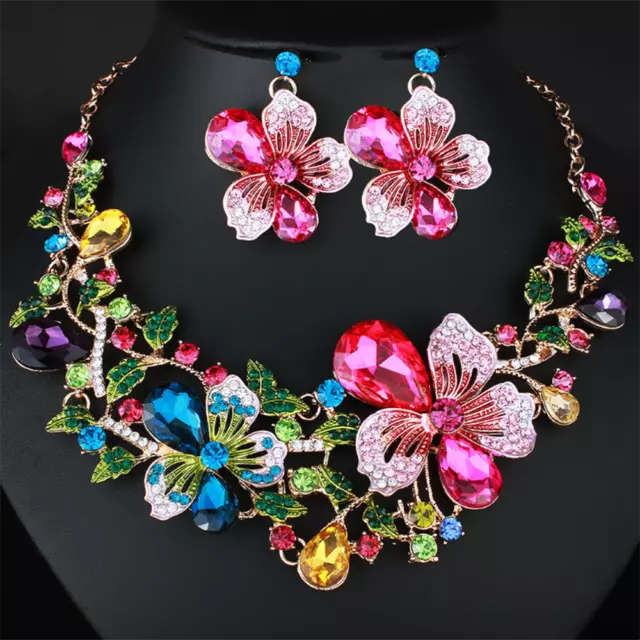 Fashion Bib Choker Chunk Crystal Pendant Statement Necklace Party Women Jewelry