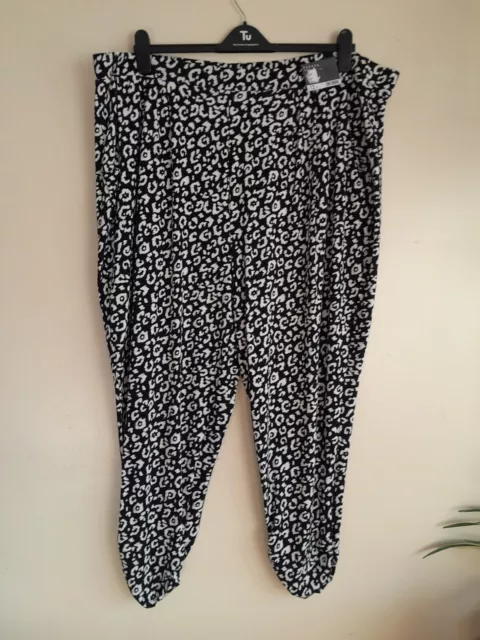 BNWT, Papaya Curve, Black/White Animal Print Harem Trousers, Size 28 🖤🤍🖤🤍