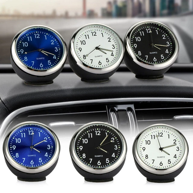 1Pc Mini Car Dashboard Analog Time Clock Luminous Quartz Watch Decor Accessories