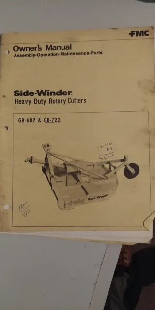 Side-Winder Heavy Duty Rotary Cutters owners manual. Assembly Operation Maintena