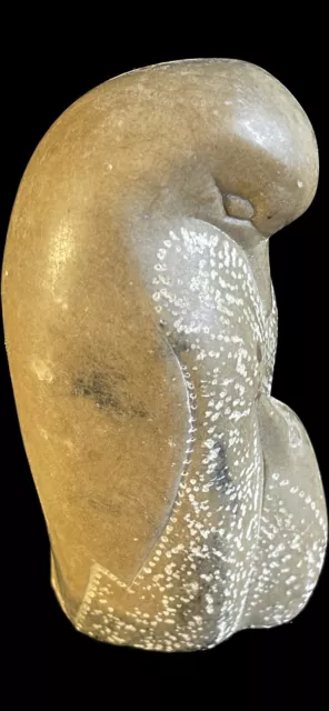 Carved Penguin with baby Figurine Soapstone? 3.25"