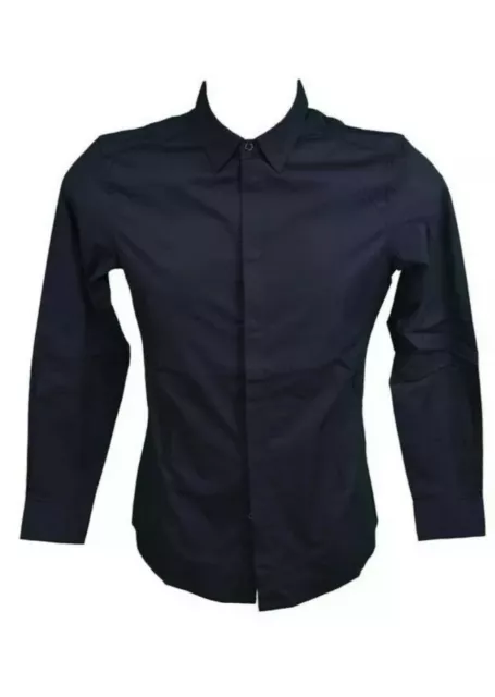 ALESSANDRINI camicia da uomo slim fit a manica lunga di cotone estiva nera S