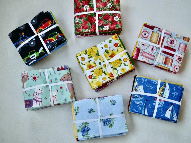 Paquete de Tela Patchwork 4 Cada 25x55 CM Marítimo Tractor Caballero Gato Fruta