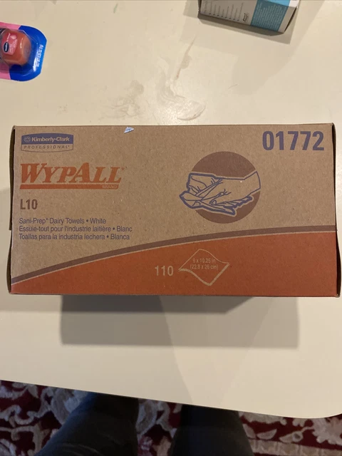 WypAll 1772 18 PK/CT, 110/PK L10 SANI-PREP Pop-Up BX 10.25" Dairy Towels-WHT New