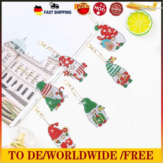 Weihnachts Diamond Painting Schl?selanh?ger, DIY Weihnachtsdeko Kobold Anh?ger,