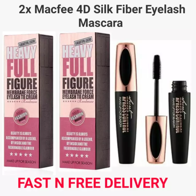 2x 4D Seidefaser Mascara Wimpern Wasserdicht Verlängerung Volumen Make-up