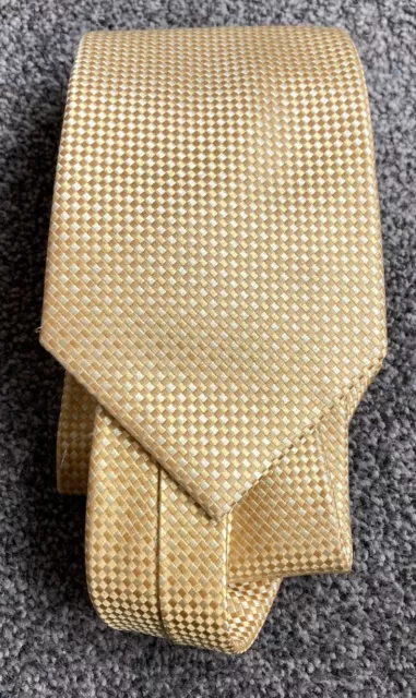 Mens Dehavilland 100% Silk Gold Patterned Smart Formal Event Tie 3.75" Wide