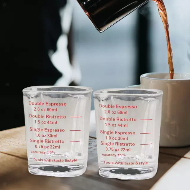 Misurino in vetro per caffè espresso da 2 pezzi con scala, multiuso, bicchieri