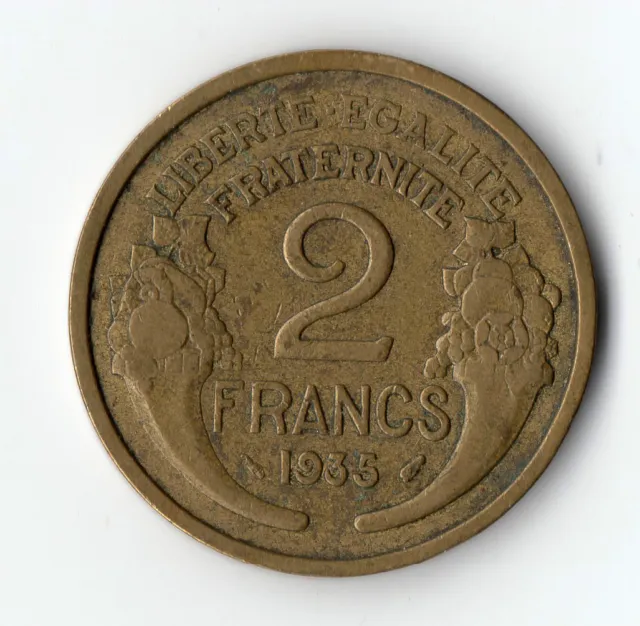 Monnaie De 2 Francs Morlon Bronze Alu De 1935 @ La + Rare @ Petit Prix @ Promo !