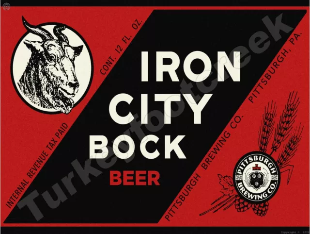 Iron City Bock Beer Label 18" x 24" Metal Sign