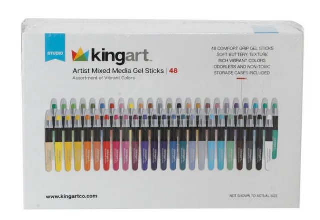 ¡NUEVO! Juego de 48 palos de gel de medios mixtos KINGART artista de alta calidad de 48 colores vibrantes