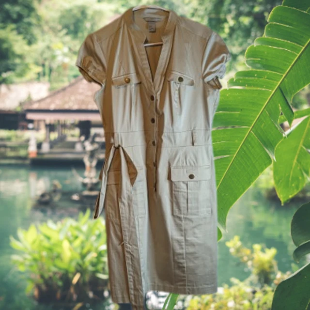 H&M NWOT tan shirt dress w/belt. Business, travel, work, office, summer.