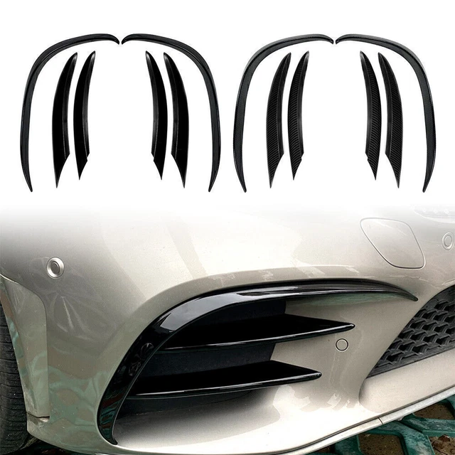 6pcs Front Bumper Lip Splitter Spoiler+Fog Light Trim For Mercedes Benz C-Class