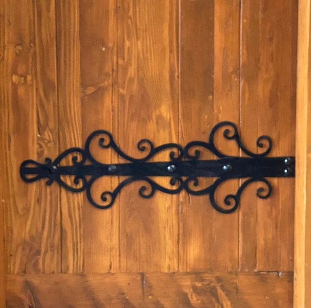 Rustic reclaimed lumber arched door solid wood storybook castle winery straps 2
