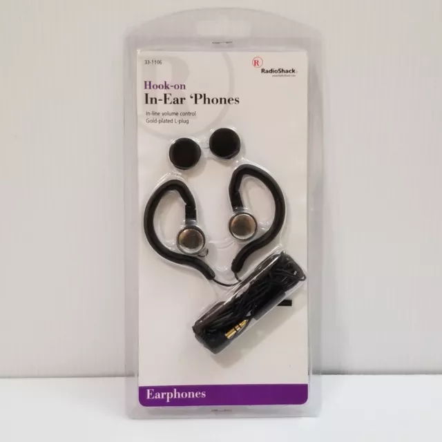 NEW Radio Shack Hook On In-Ear Earphones 33-1106 In Line Audio Volume Control