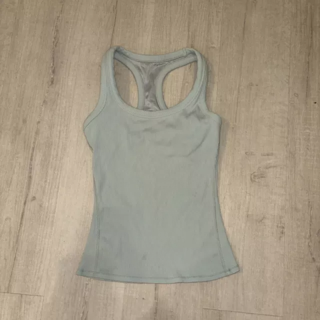 Alo Yoga Women's Racerback Fitted Ribbed Support Tank Top Mint Green Size Small