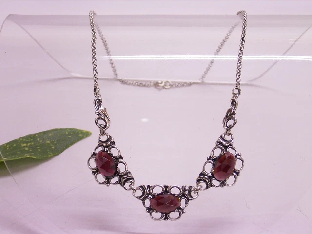 Granato Collier: Costume Tipico: 835 Argento Collana & Granato: 41 CM :