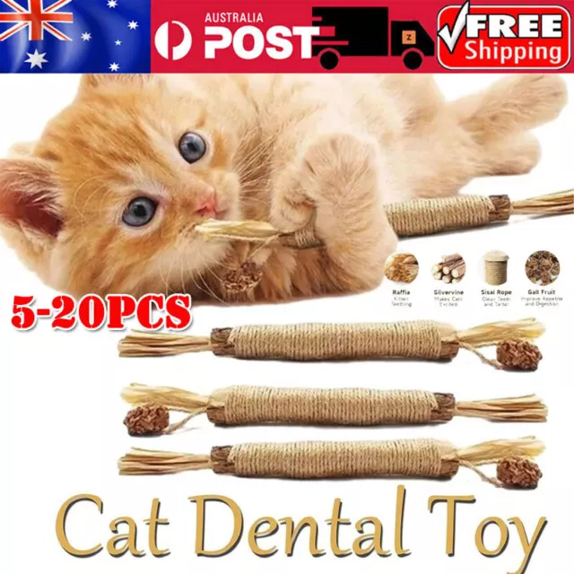 5-20X Cat Toys Silvervine Chew Stick Kitten Treat Catnip Toy Cleaning Teeth Toys