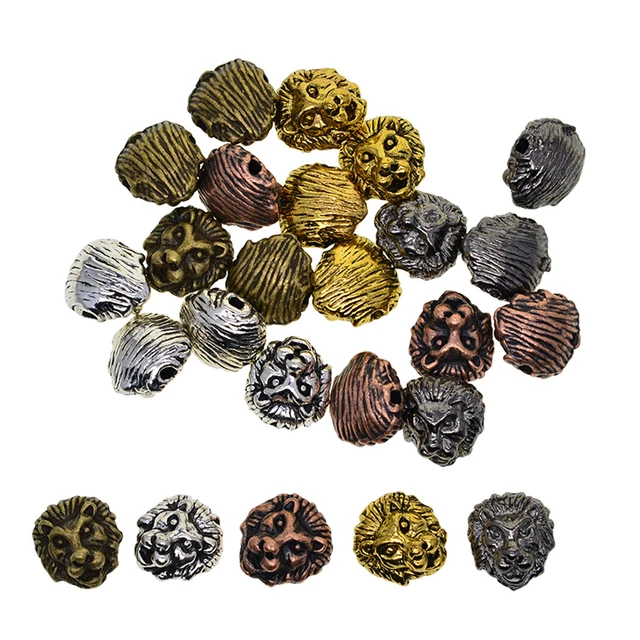30 Stück Löwenkopf Spacer Perlen Charms Beads Zwischenperlen Metallperlen