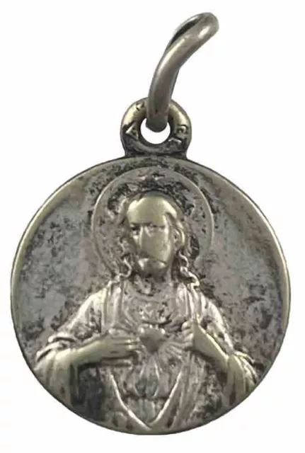 VINTAGE CATHOLIC SACRED Heart Of Jesus Silver Tone Religious Medal $8. ...