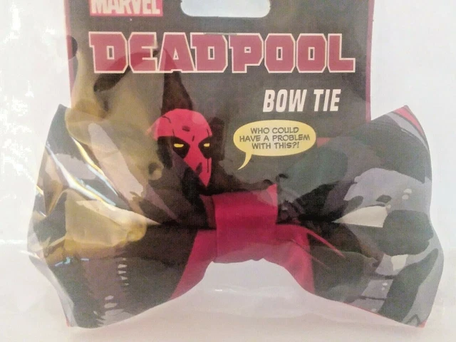 New Marvel Deadpool bow tie red black nerd exclusive block husband son dad gift